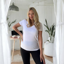 Load image into Gallery viewer, Women's white polo shirt V neck