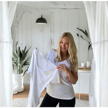 Load image into Gallery viewer, Women's white polo shirt V neck